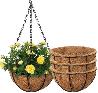 China Natural Coco Coir Liner Coconut Coir Pots Wall Hanging Garden Flower Basket for sale