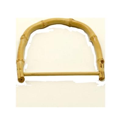 China Plastic Bamboo Purses Handles U-Shaped Handbag Handles For Bag Making With Gold Metal Buckle Burnt Color for sale