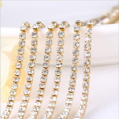 China Flatback Rhinestone Silver Color Crystal Cup Chain For Fashion Dress for sale