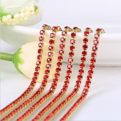 China Flatback Diamond Light Siam Rhinestone Crystal Cup Chain Trimming Rhinestone Cup Chain Chain for sale