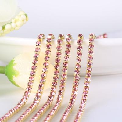 China High Quality Flatback Crystal Glass Sew On Light Mounted Rhinestone Cup Chain for sale