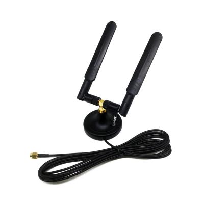 China 2.4G 5G 5.8GHz Dual Magnetic Antenna WiFi Antenna Magnet With SMA Male Magnetic Base WL-WIFI2458E for sale