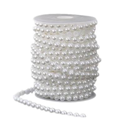 China Wedding Decoration Half Around Beads Decoration Wedding Party Flatback String Table Bead ABS Tie Roll for sale