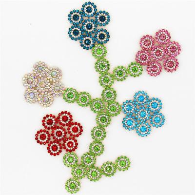 China 100pcs/bag Shinning Crystal Flower Rhinestone Sew On With Double Layer Flatback Rhinestone For DIY Garment for sale