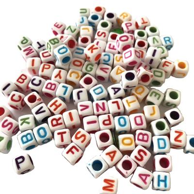 China White Square 6*6mm Plastic Acrylic Beads Letter Beads DIY Decoration Accessories Cheap Plastic Acrylic Cube Alphabet Handmade for sale