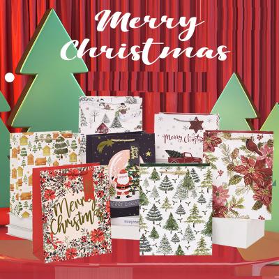 China Festival Stuff December Christmas Bags For Gift Kids Gold Stain Christmas Gift Bag Paper Bag Cartoon Mexican Christmas Products for sale