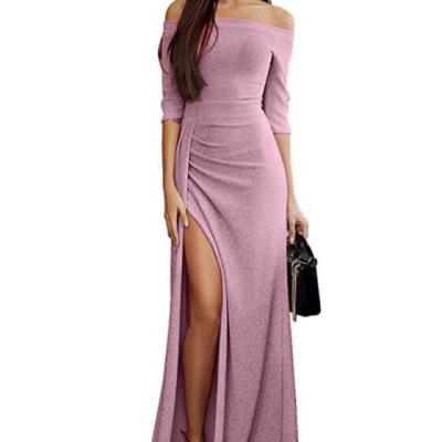 China Anti-Wrinkle Women's Sexy Offshoulder Dress Ruched Party Sleeveless Club Long Bodycon Dress for sale