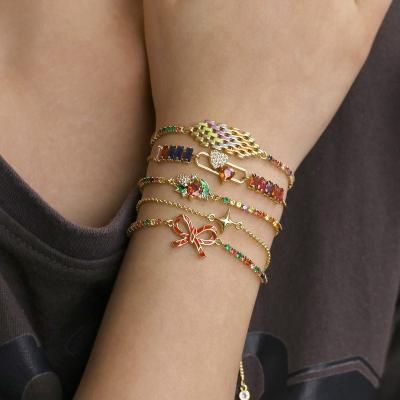 China Wholesale Fashion Stunning Full Colored Natural Zircon Stone Handmade Bracelet for sale