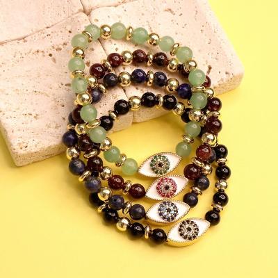 China Big Sales Fashion Brass With Gold Healing Plated Stone Beads Handmade Bracelet for sale