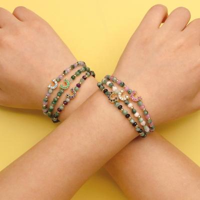 China Wholesale Fashion U Shape Full Natural Zircon Stone Handmade Bracelet for sale