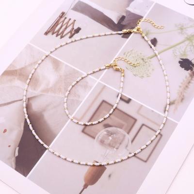 China BOHEMIA Statement Jewelry Small Multicolor Adjustable Ivory Glass Beaded Necklace for sale