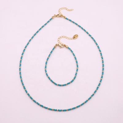 China Wholesale BOHEMIA Small Multicolor Adjustable Lake Blue Glass Beaded Jewelry Set for sale