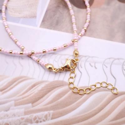 China BOHEMIA Fashion Miyuki Pink Seed Beads Handmade Adjustable Women Necklace For Party for sale