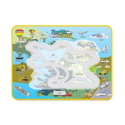 China DIY Painting Mat with Colored Pens Traffic DIY Water Magic Painting Canvas Reusable 100*74cm Colorful Kids Drawing Doodle Mat for sale