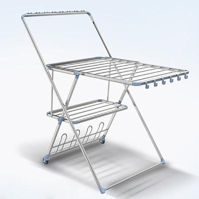 China Smart-Furn Mobile Folding Drying Rack Aluminum Floor-standing Single Folding Mobile Hanger Casters for sale