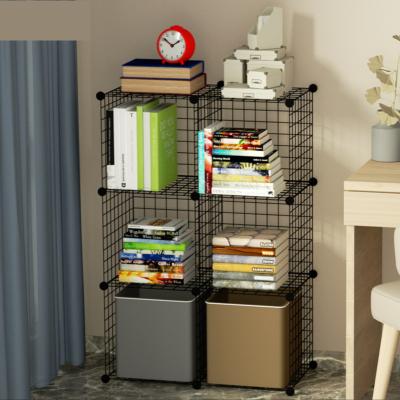 China Household Smart-Furn Book Shelves Plastic Modular Organizer Units Grid Wire Contemporary Metal Wire Mesh Cube DIY Storage Shelve Cabinet Kids for sale