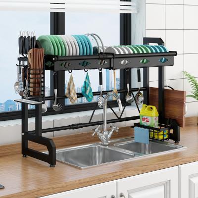 China Dish 1-Tier Adjustable Ventilated Drying Rack Base Frame Over Sink Kitchen Storage Fold Out Telescopic Expandable Retractable Shelf Organizer for sale