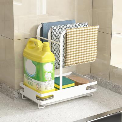 China No Smart-Furn Kitchen Sink Cart Organizer Counter 304 Stainless Steel Sponge Punch Holder with Drain Pan Brush Soap Dishcloth Holder for sale