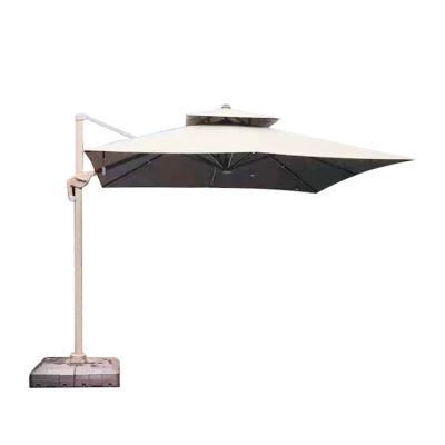 China Modern New Large Roma LED Modern Folding Parasol Outdoor Garden Umbrella Light With Curtains for sale