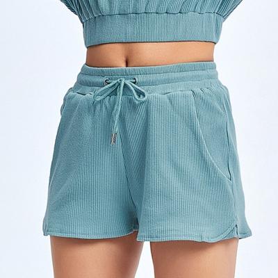 China Customs Service Breathable Seamless Active Shorts Women Mesh Shorts Blue Shorts Women for sale