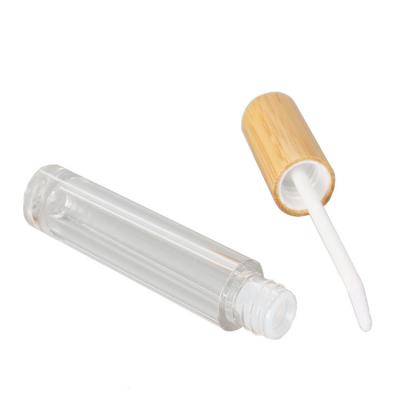 China Bamboo Clear Round Plastic Empty Lip Cosmetic Tube Lid Makeup Tube Packaging 5ml Containers Annotate Tubes With Magic Wands for sale