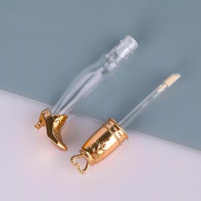 China Empty cosmetic lip tube 3.8ml lip tube lip tint tube lip shape gloss container tube long lip tint with gold wand for sale