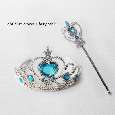 China Party Decoration 2pcs Plastic Fairy Princess Crown Headband Magic Wand Sets Plastic Tiara Crown Headband Set Princess Crowns For Kids for sale