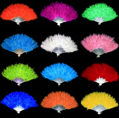 China Wholesale Multicolor Plastic Feather Fan Dancing Performance Villi Fan For Dancing Christmas Gift for sale