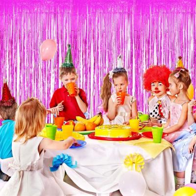 China Party Decoration Birthday Party Pink Foil Fringe Curtain Party Fringe Curtain Pink Party Decoration for sale