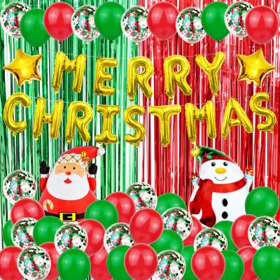 China Cheap Latex Balloons+foil balloons+ Merry Christmas Foil Confetti Latex Balloons Set Santa Snowman Balloon Inflation Rain Curtain Background Christmas Decoration for sale