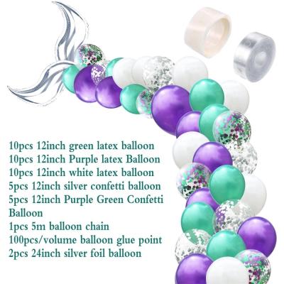 China 12inch Latex Mermaid Balloon Set Mermaid Tail Shape Balloon Birthday Party Decoration Latex Foil Balloon for sale