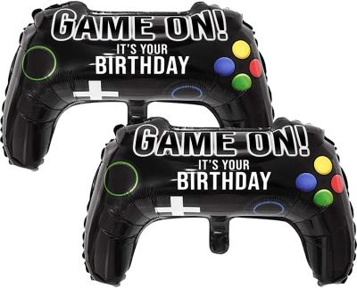 China Gift Toy Cheap Video Game Party Balloons Self-Sealing Black Gamepad Shaped Game Controller Baloon Birthday Foil Balloon for sale