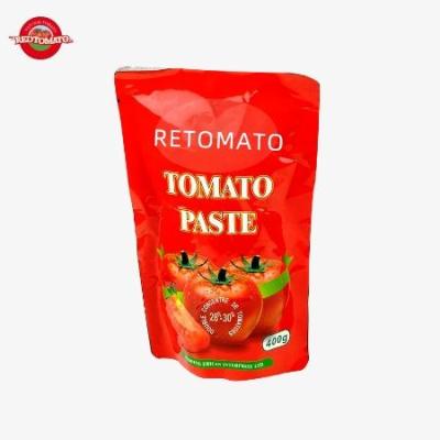 China Stand Up Sachet Tomatenpaste 400g Bequem Geschmacklich 30%-100% Reinheit zu verkaufen