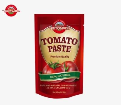 China 50g in Stehbeutel Tomatenpaste erfüllt ISO HACCP und BRC Standards sowie FDA Produktionsvorschriften zu verkaufen