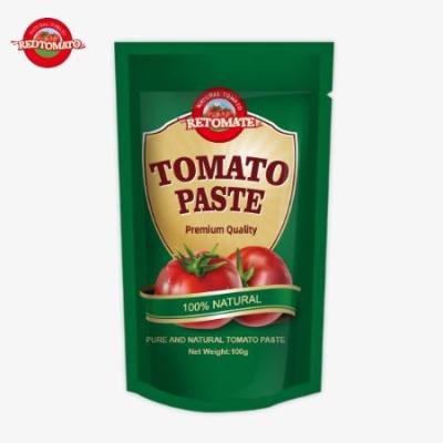 China OEM Bolsa de 100 g de pasta de tomate doble concentrado con una pureza que oscila entre el 30% y el 100% en venta