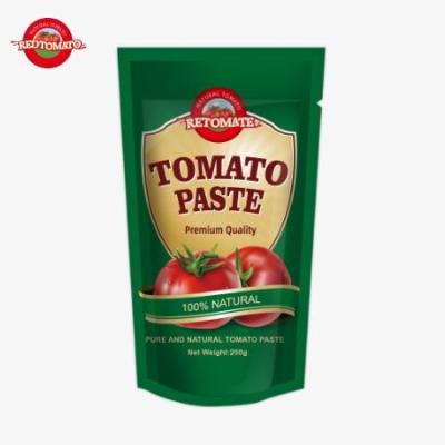 China 200 g de pasta de tomate doble concentrado en bolsas de pie con certificación de la FDA en venta