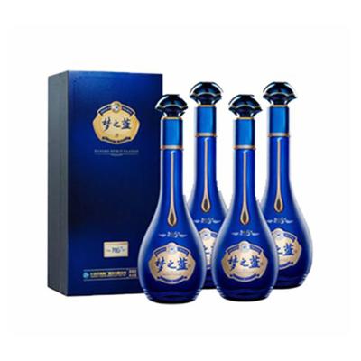 China The water. Rice. High Quality Blue Wheat Liquor Banquet Hotel Ripe Glass Bottle Liquor for sale