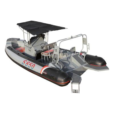 China Water Entertainment 21feet 650cm Semi Rigid Inflatable Boats Deep V Aluminum Fishing Boat for sale