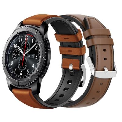 China Free Sample 22mm Feeling Smart Watch Strap For Samsung Galaxy 46mm / Huawei GT46mm Gear S3 Silicone Leather Watch Band for sale