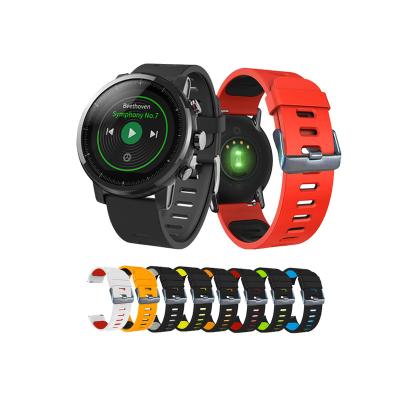 China Custom 22mm Dual Color Rubber Watch StrapDouble Silicone Watch Strap For Huami Amazfit Smart Watch Band for sale