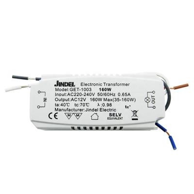 China Power JINDELI AC220V to AC12V Electronic Transformer 160W for G4 Crystal Halogen Lamp Bead CE Lighting Transformers for sale