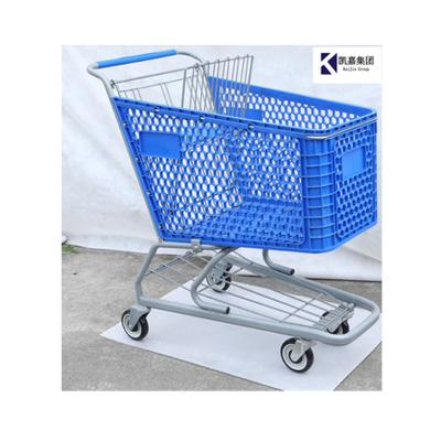 China Unveiling 2021 180L Good Prices Plastic Shopping Trolley For Supermarket With Baby Seat for sale