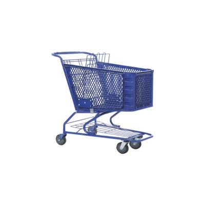 China Unveiling American Gender Fashionable Plastic 165L Shopping Cart With Metal Supermarket Shopping Trolley Cart for sale