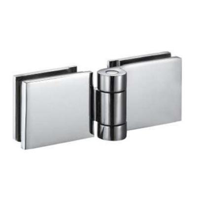 China Easy Installation Bathroom Hardware Glass Door Brass Plated 134*53mm Double Sided Glass To Glass Hinge for sale