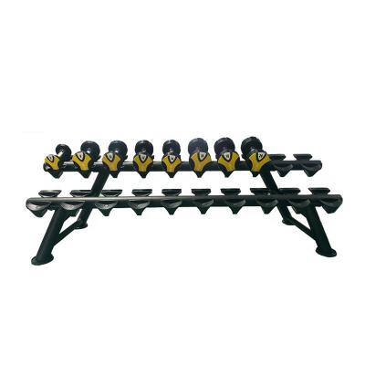 China Heavy Duty Steel Gym Equipment Hot Selling Contruction 3 Tier Hex Dumbbell Rack Steel Rack for sale