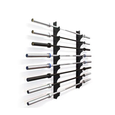 China DURABLE STEEL FRAME/SUITABLE FOR LOADING BAR 8PCS Hot Seller Barbell Storage Rack Functional Wall Mounted Training Barbell Rack for sale