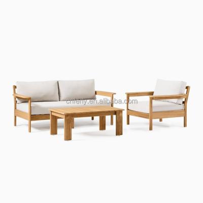 China Modern Classic Modern Outdoor Armrest Furniture Design Solid Wood Sofa Garden Sofa Set Wide for sale