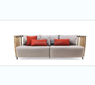 China Contemporary Outdoor Garden Furniture Sofa Set Solid Wood Teak and Aluminum Mixed Sofa for sale