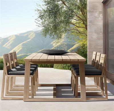 China Contemporary Dining Furniture Set Luxury Wood Garden Furniture Large Teak Solid Wood Dining Table With 6 Chairs for sale