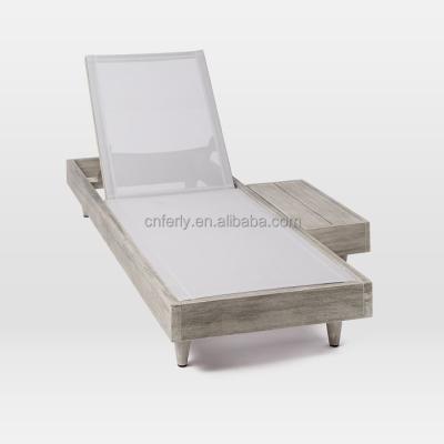 China Modern Outdoor Furniture Poolside Furniture Solid Wood Recliner Sun Bed Lounge Chair Wood Table for sale